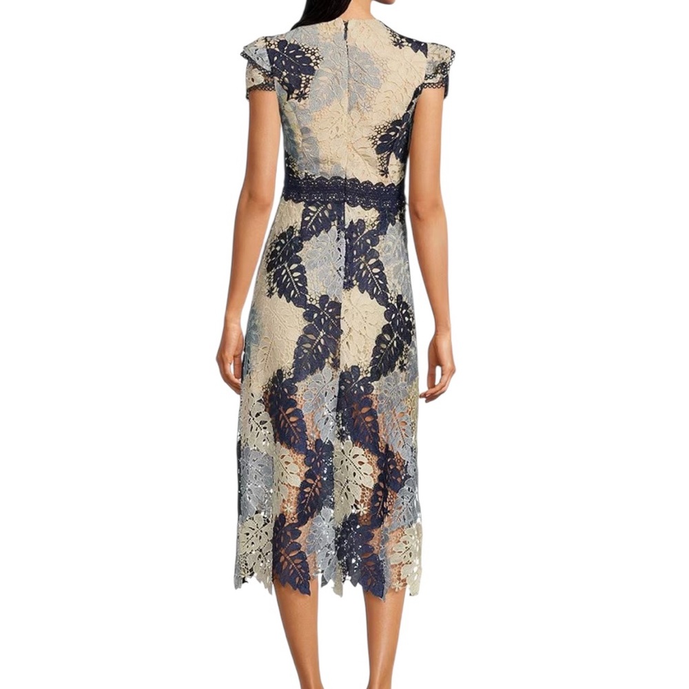 Adelyn Rae Navy and Cream Lace Midi Dress - Picture 2 of 8
